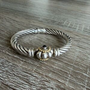 FLLI Menegatti Bracelet Sterling silver 18k gold accents. Black Onyx.